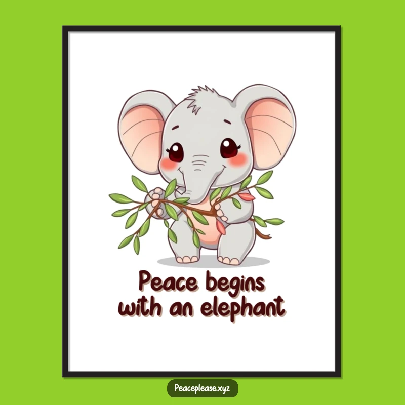 Free Printable Wall Art: Friendly Elephant Peace Symbol, Whimsical Decor