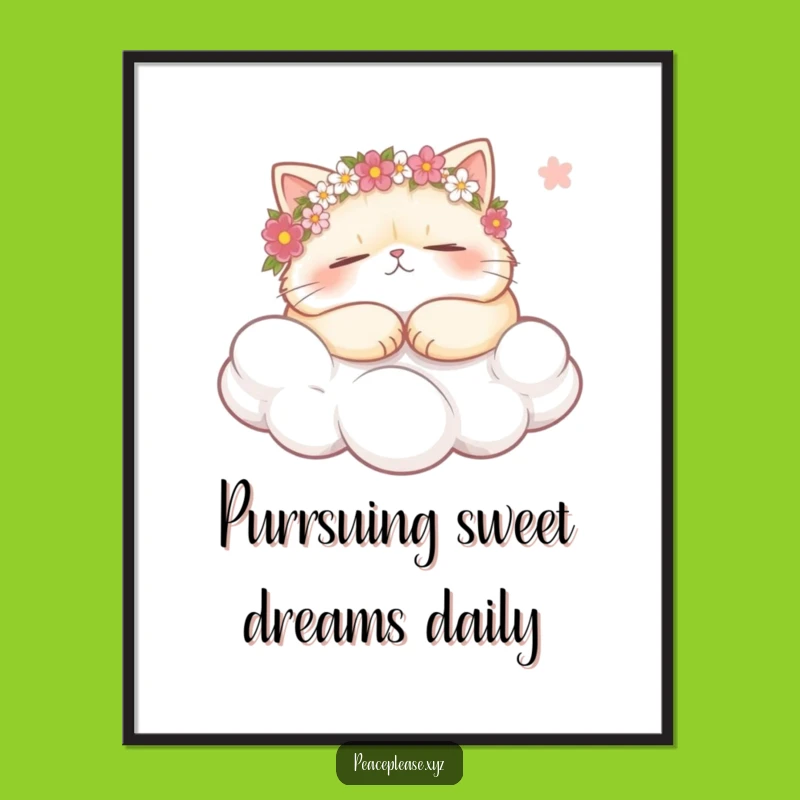 Free Printable Wall Art: Cat Cloud Nap, Funny Downloadable Decor Gift