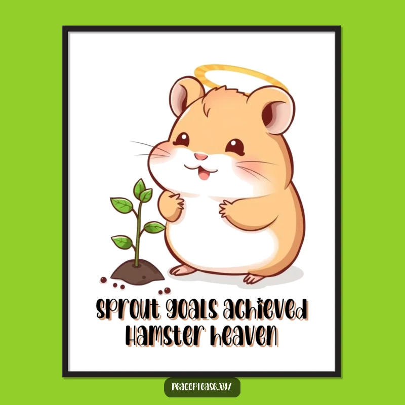 Free Printable Wall Art: Divine Hamster Halo Seedling Admiration Art Print