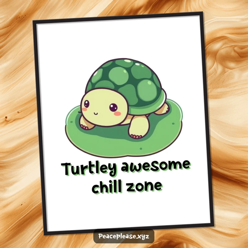 Funny Free Printable Wall Art: A serene turtle floats peacefully on a lily pad, offering a calm and humorous piece of downloadable decor.