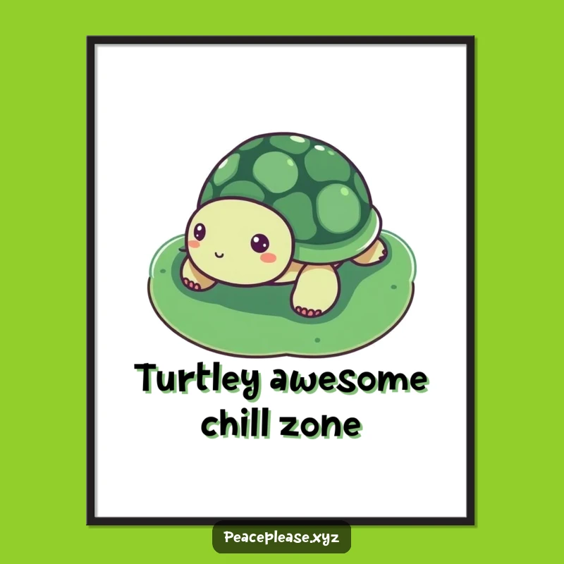 Free Printable Wall Art: Serene Turtle Lily Pad, Funny Downloadable Design for Tranquil Decor