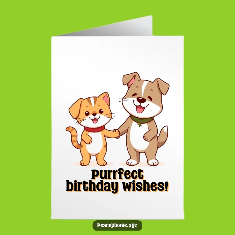 Free Printable Birthday Card: Cat & Dog Pals for Fun Times!