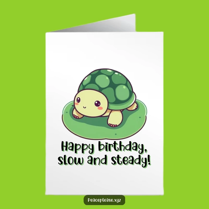 Free Printable Birthday Card: Serene Turtle Lily Pad, Funny Downloadable Gift for Relaxed Celebrations