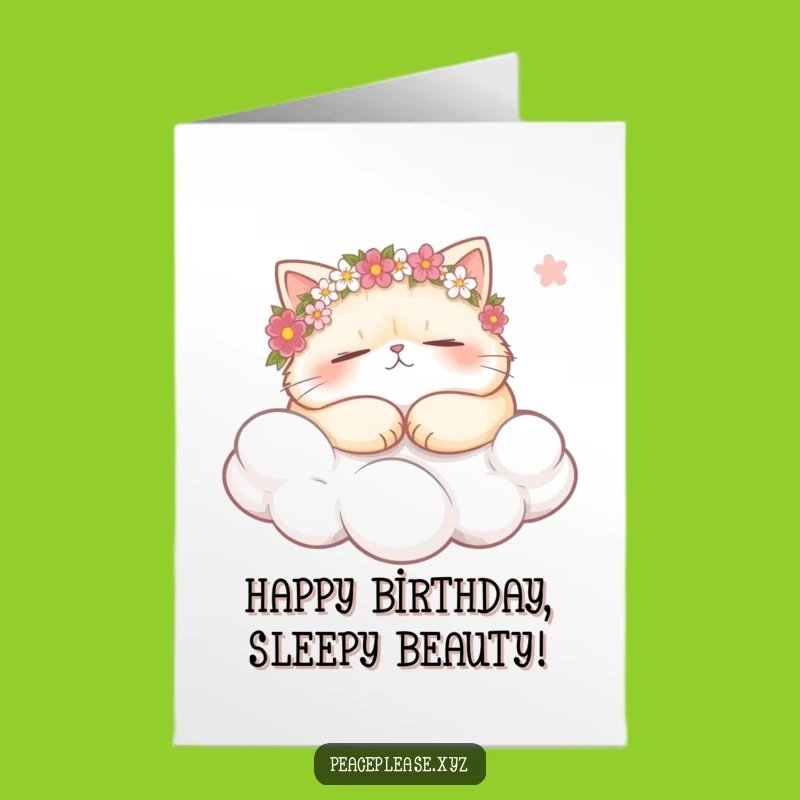 Free Printable Birthday Card: Sleepy Cat Cloud, Funny DIY Downloadable Gift