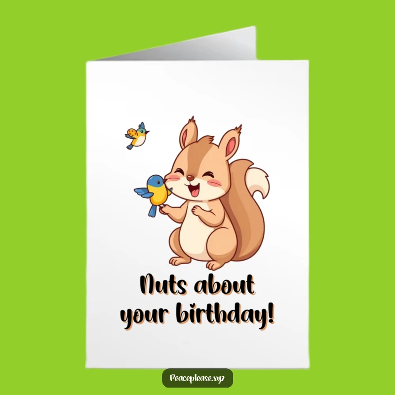 Free Printable Birthday Card: Squirrels nuts for you, funny downloadable gift!