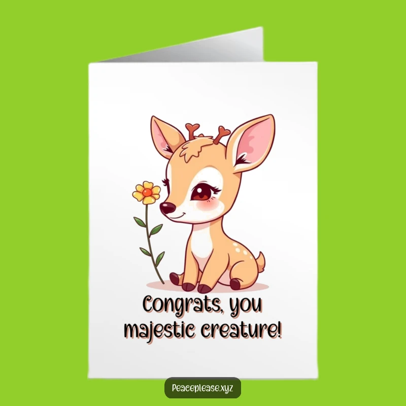 Free Printable Deer Flower Card: Congratulate Them with this Funny Downloadable Nature-Inspired Greeting!