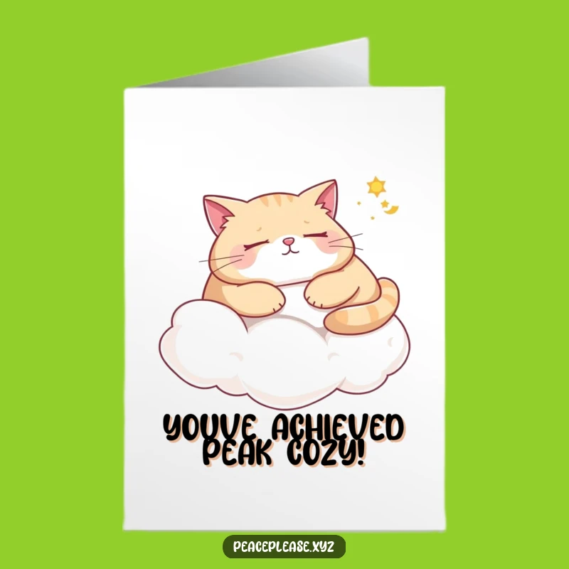 Free Printable Congrats Card: Funny Napping Cat, Peaceful Dreamer, Downloadable Gift Idea