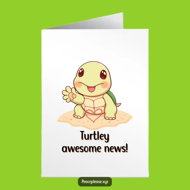 Free Printable Congrats Card: Turtle Heart Paw for Your Big Win