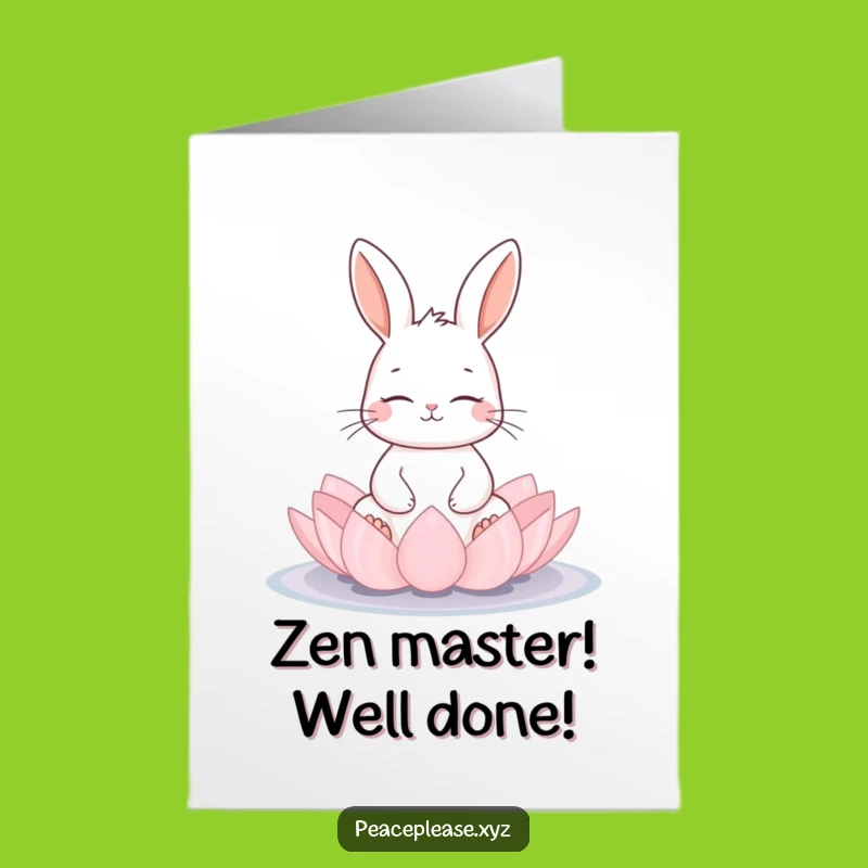 Free Printable Congrats Card: Zen Rabbit Lotus Meditation Success