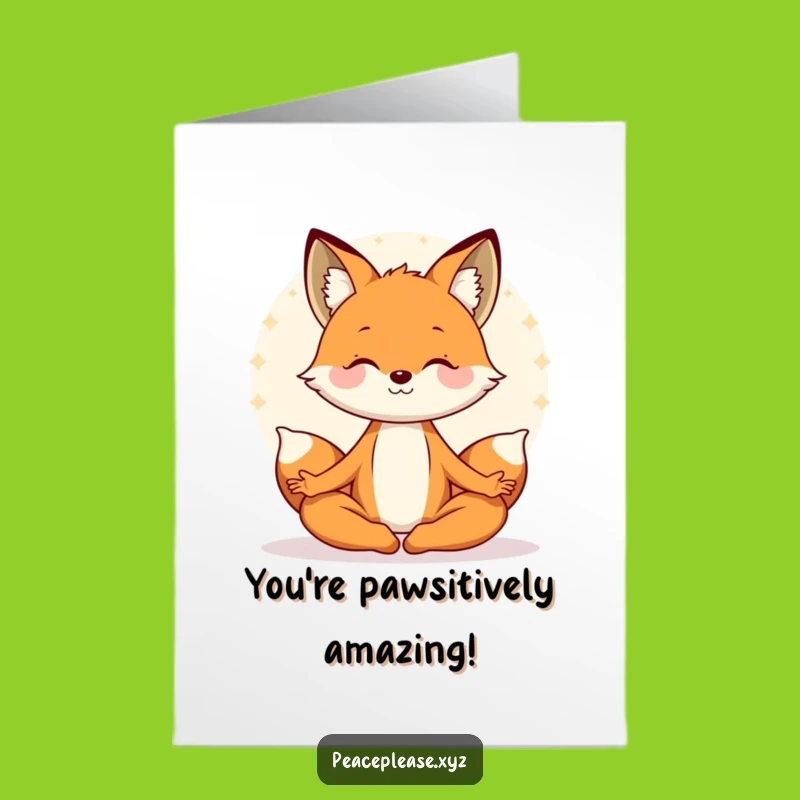 Free Printable Congrats Fox Card: Funny Zen Downloadable Gift