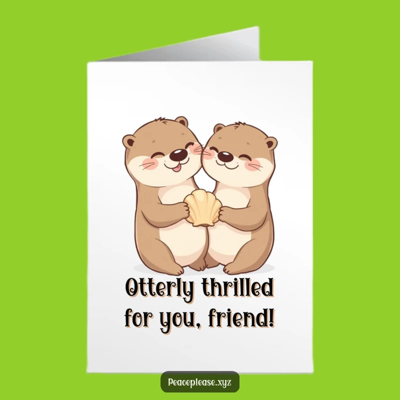 Free Printable Otter Seashell Card: Celebrate Success with this Funny Downloadable Friendship Greeting!