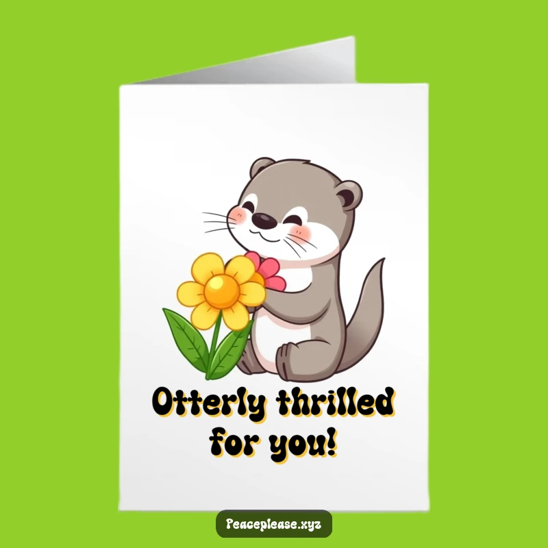 Free Printable Otter Congratulations Card: Funny Flower Gift for a Joyful Downloadable