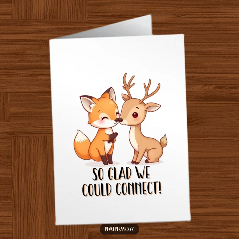 Funny Free Printable Congratulations Card: A fox and deer nuzzle, symbolizing congratulations and shared happiness for achievements.