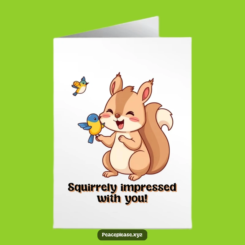 Free Printable Congrats Card: Squirrels nuts for your win, funny downloadable gift!