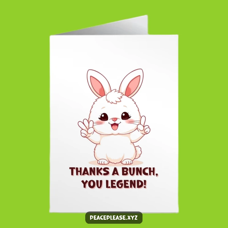 Free Printable Bunny Peace Thank You Card: Show Gratitude with this Funny Downloadable Greeting!