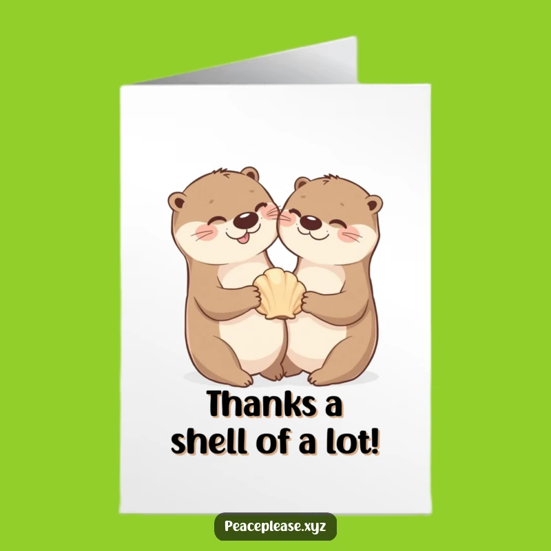 Free Printable Otter Seashell Thank You Card: Show Thanks with this Funny Downloadable Aquatic Greeting!