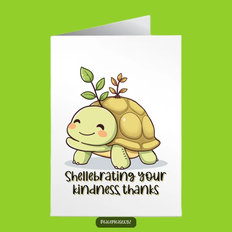 Free Printable Thank You Card: Turtle & Seedling - Gratitude Downloadable Gift