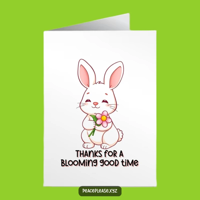 Free Printable Thank You Card: Gentle Bunny, Flower Character, Ideal DIY Downloadable Gift!