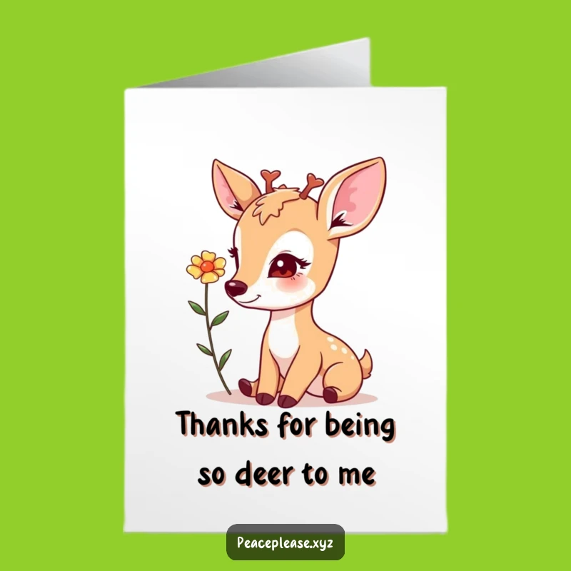 Free Printable Deer Flower Thank You Card: Express Gratitude with this Funny Downloadable Nature Greeting!