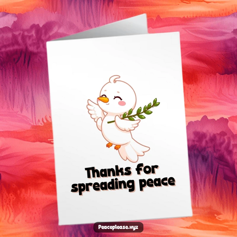 Funny Free Printable Thank You Card: A dove with an olive branch peacefully soaring, expressing sincere thanks.
