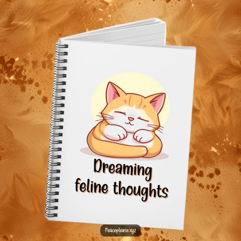Funny notebook cover featuring a contented cat peacefully napping in a sunbeam, inspiring calm and creative thoughts.