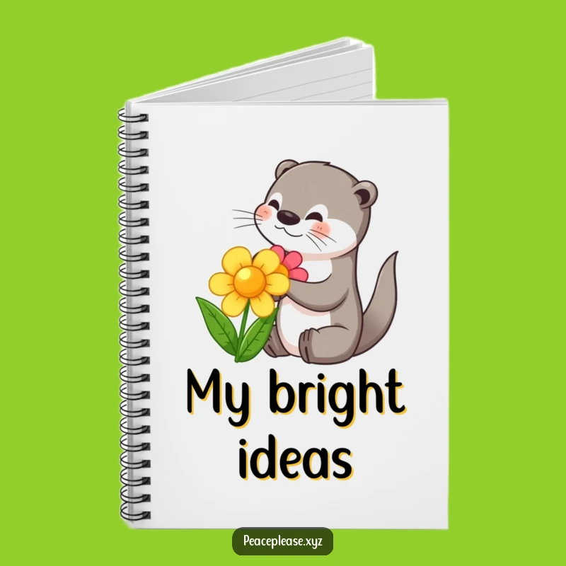 Funny Otter Flower Notebook - Journal Your Thoughts Gift