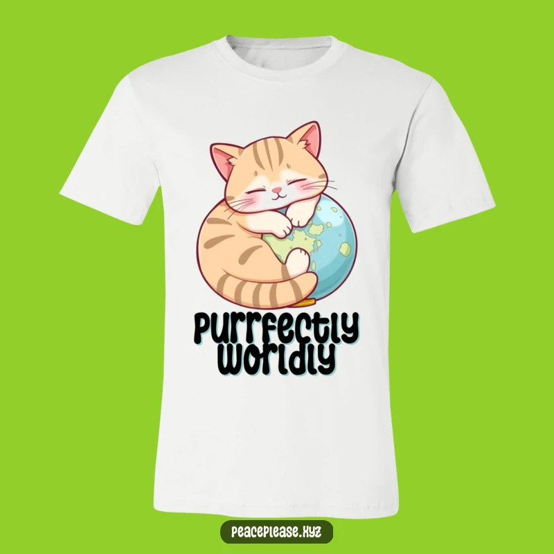 Funny Cat Globe T-Shirt: Napping World Traveler, Hilarious Pet Gift