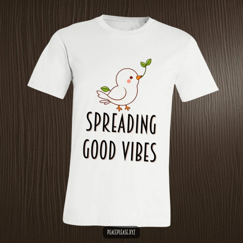 Funny T-Shirt showcasing a happy dove character carrying a tiny green sprout, representing hope and renewal.