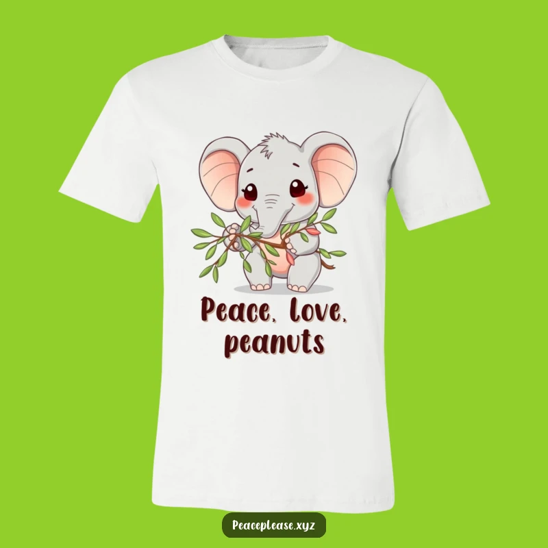 Funny Elephant Olive Branch T-Shirt: Wear Peace with this Adorable Smiling Tee