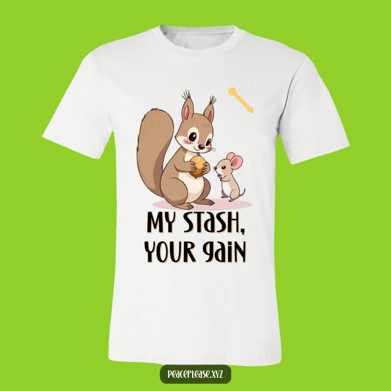 Funny Squirrel and Mouse T-Shirt: Cute Woodland Friends Sharing a Nut
