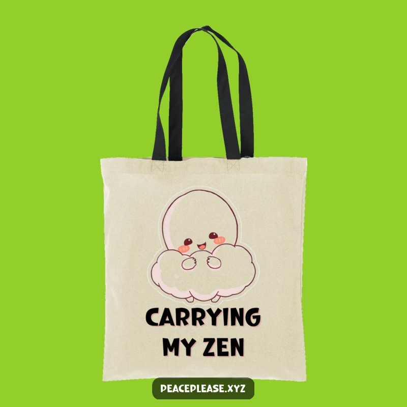 Funny Peace Cloud Hug Tote Bag: Carry Your Calm with this Serene Accessory