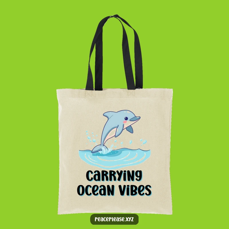 Funny Dolphin Wave Leap Tote Bag: Hilarious Ocean Carry-All