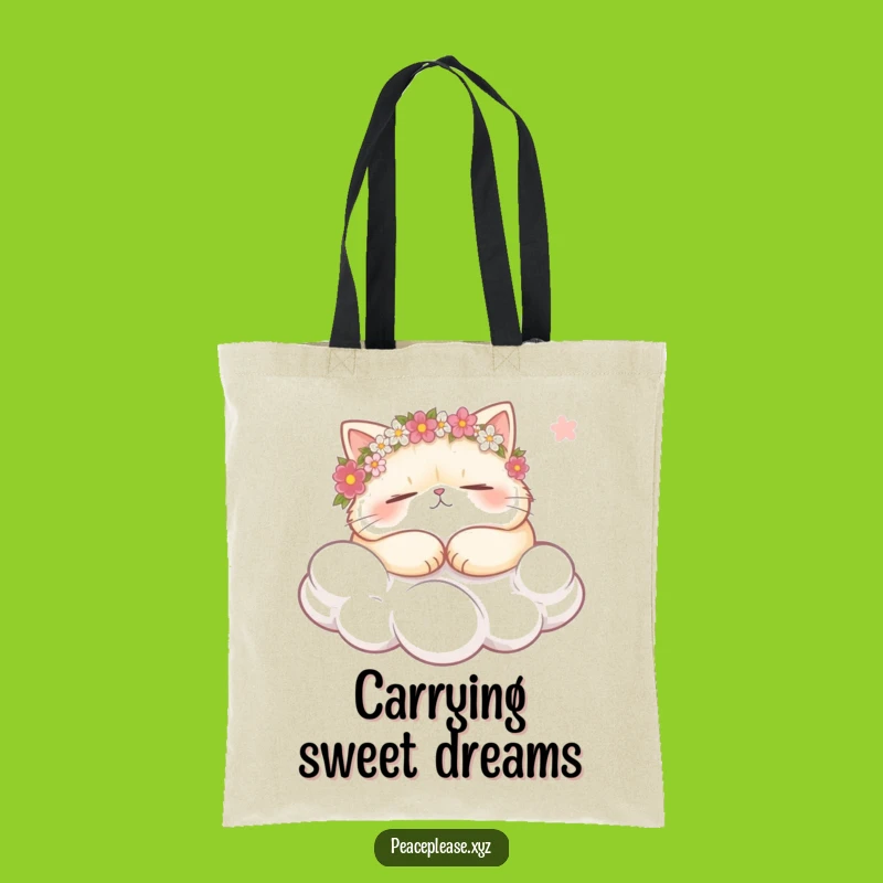 Funny Cat Cloud Nap Tote Bag: Cute Snoozing Feline Carryall for Dreamers