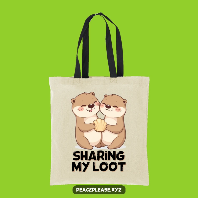 Cheerful Otter Seashell Tote Bag - Fun Friendship Bag, Ideal Funny Gift