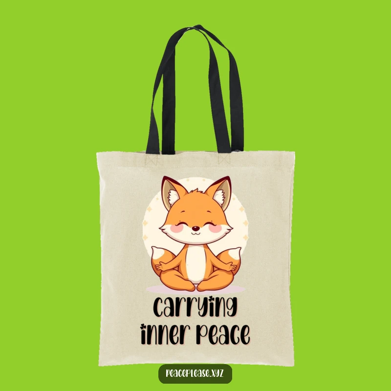 Funny Fox Yoga Tote Bag: Meditating Aura, Perfect Gift for Yogis